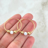 Candongas Trio Bolas Lisa perladas 2.2gr / 1.7cm / 5mm Oro Amarillo 18K