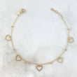 Pulso Aro Seguido Corazones 1.2gr / 17cm-19cm / 2mm Bola Diamantada Tres Oros +4