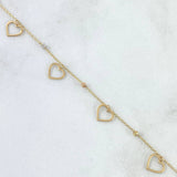 Pulso Aro Seguido Corazones 1.2gr / 17cm-19cm / 2mm Bola Diamantada Tres Oros +4