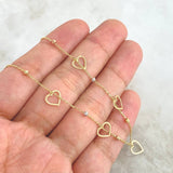 Pulso Aro Seguido Corazones 1.2gr / 17cm-19cm / 2mm Bola Diamantada Tres Oros +4