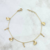 Pulso Aro Seguido 1.25gr / 17cm-19cm / 0.6mm Llave- Corazon Diamantado Oro Amarillo +4