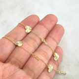 Pulso Aro Seguido 1.25gr / 17cm-19cm / 0.6mm Llave- Corazon Diamantado Oro Amarillo +4