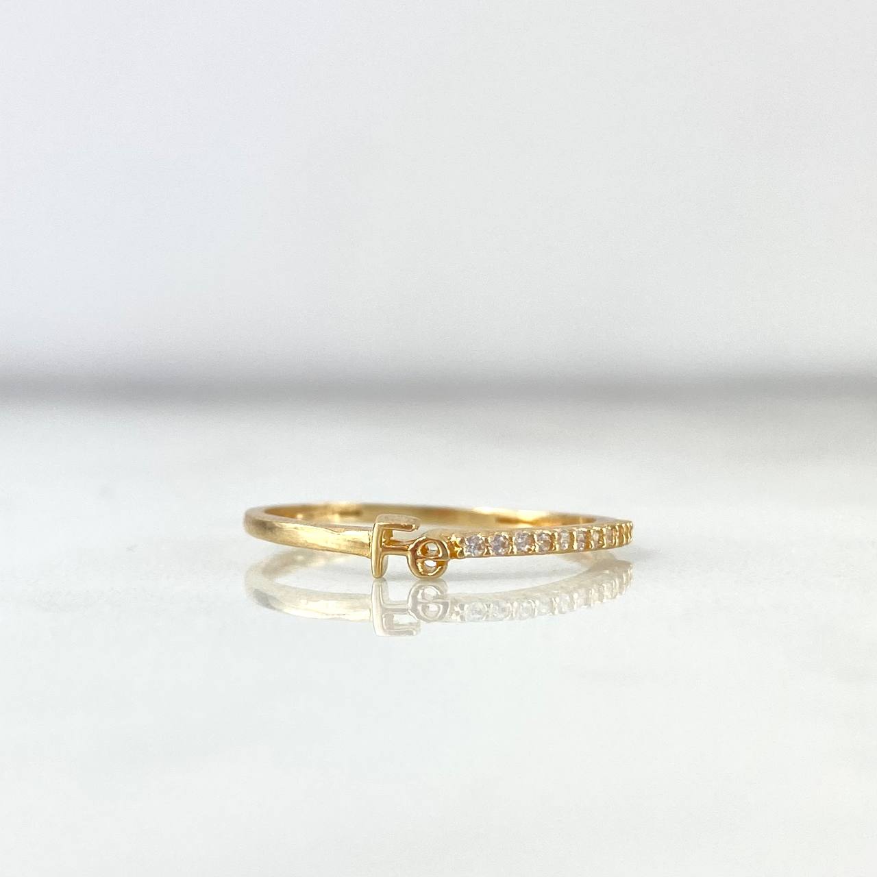 Anillo Churumbela Fe 1.05gr / T6 1/2 / Circones Blancos Oro Amarillo