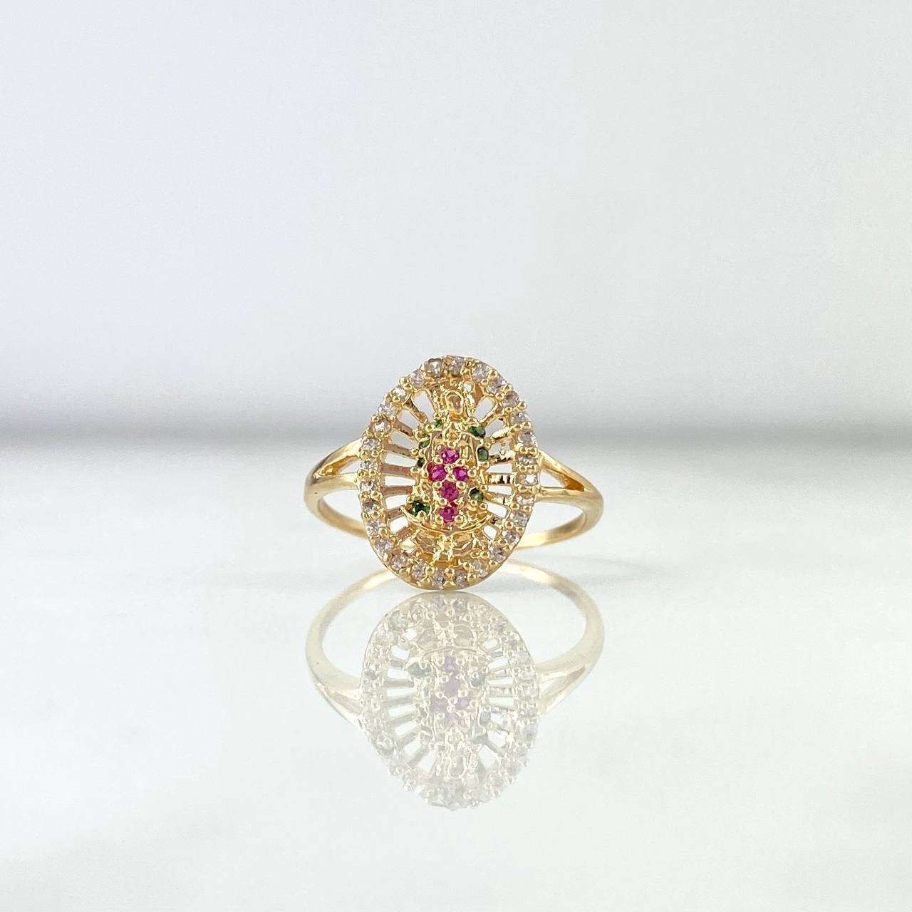 Anillo Virgen de Guadalupe 1.75gr / T5 1/4 / Circones Blancos Verdes Fucsias Oro Amarillo