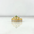 Anillo Corona Corazon 15s 3.45gr / T5 1/2 / Circones Blancos Verdes Dos Oros Amarillo Blanco