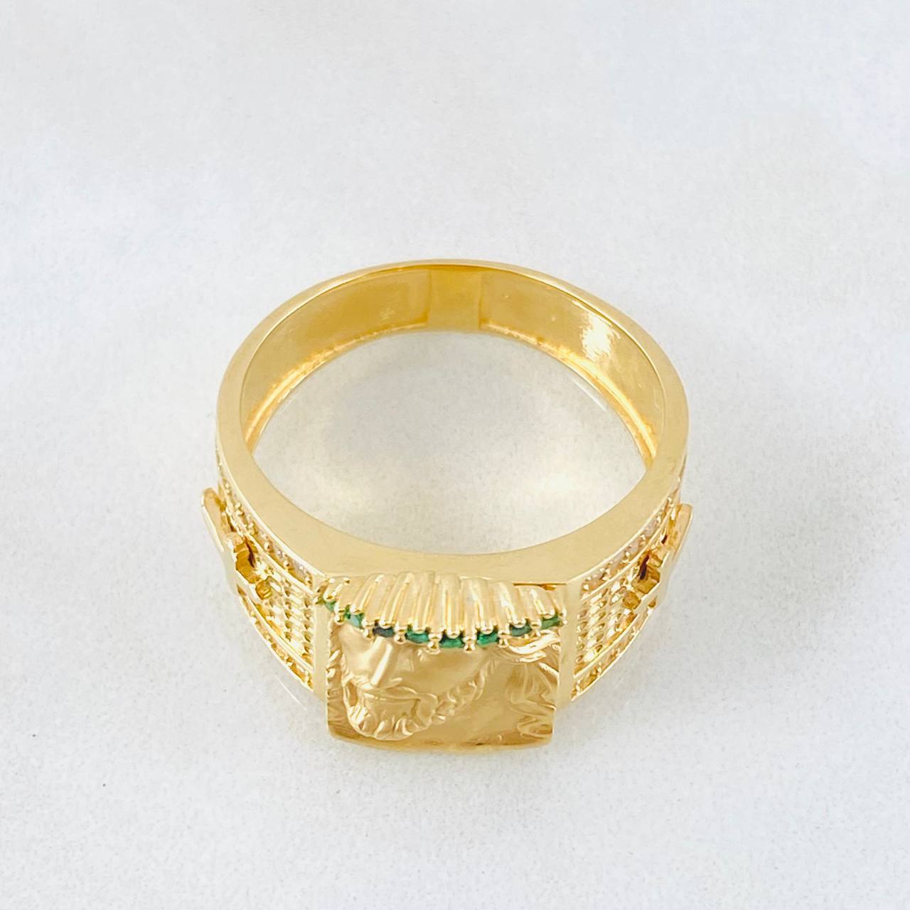Anillo Rostro Jesus Mate 8.45gr / T10 3/4 / Oro Amarillo 18K