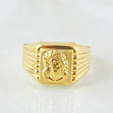 Anillo Rostro Jesus Cuadrado 1.95gr / T7 3/4 / Oro Amarillo 18K