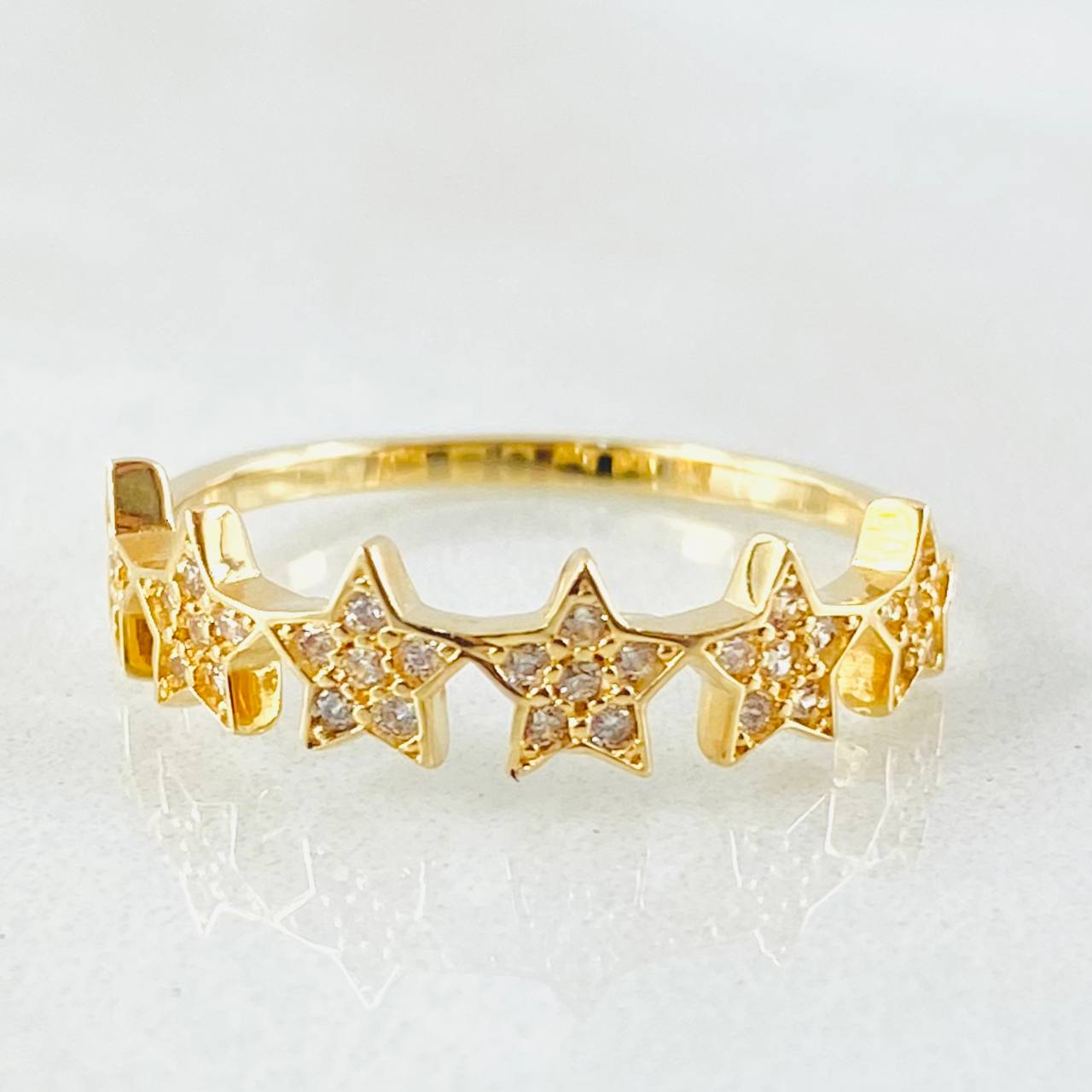 Anillo Estrellas Tupidas 1.8gr / T6 / Oro Amarillo 18K *