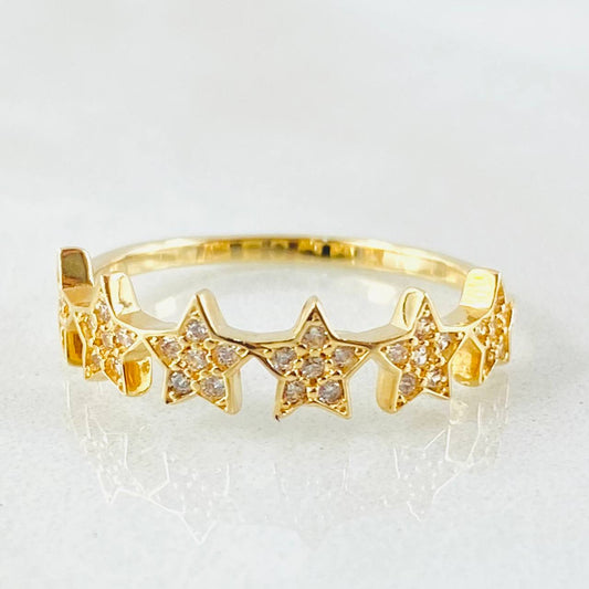 Anillo Estrellas Tupidas 1.8gr / T6 / Oro Amarillo 18K *