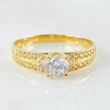 Anillo Solitario Doble Carril 2.45gr / T7 1/2 / Oro Amarillo 18K *