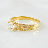 Anillo Solitario Doble Carril 2.45gr / T7 1/2 / Oro Amarillo 18K *