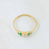 Anillo Solitario Trio Chispas 1.05gr / T6 / Oro Amarillo 18K ©