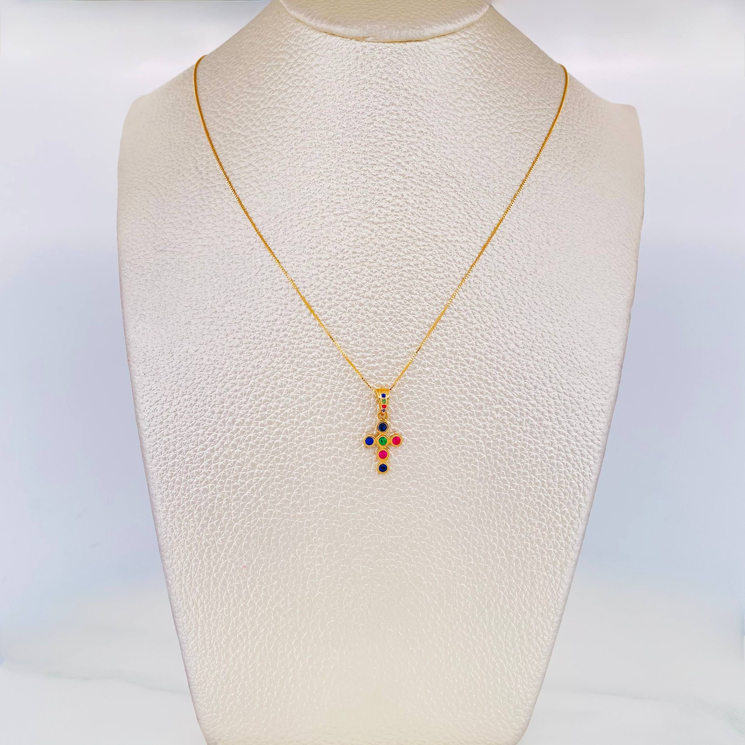 Set Cadena Veneciana + Dije Cruz / 2.15g / 50cm Oro Amarillo 18K