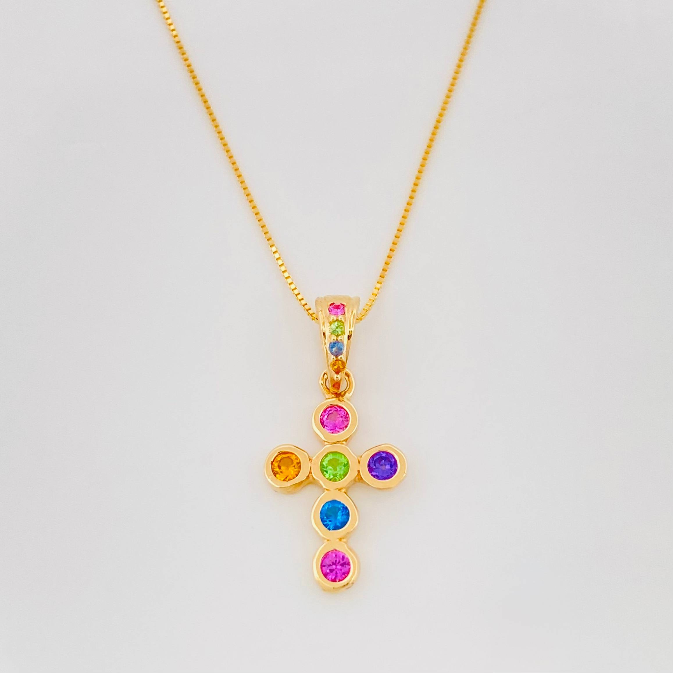 Set Cadena Veneciana + Dije Cruz / 2.05g / 50cm Oro Amarillo 18K
