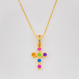 Set Cadena Veneciana + Dije Cruz / 2.05g / 50cm Oro Amarillo 18K