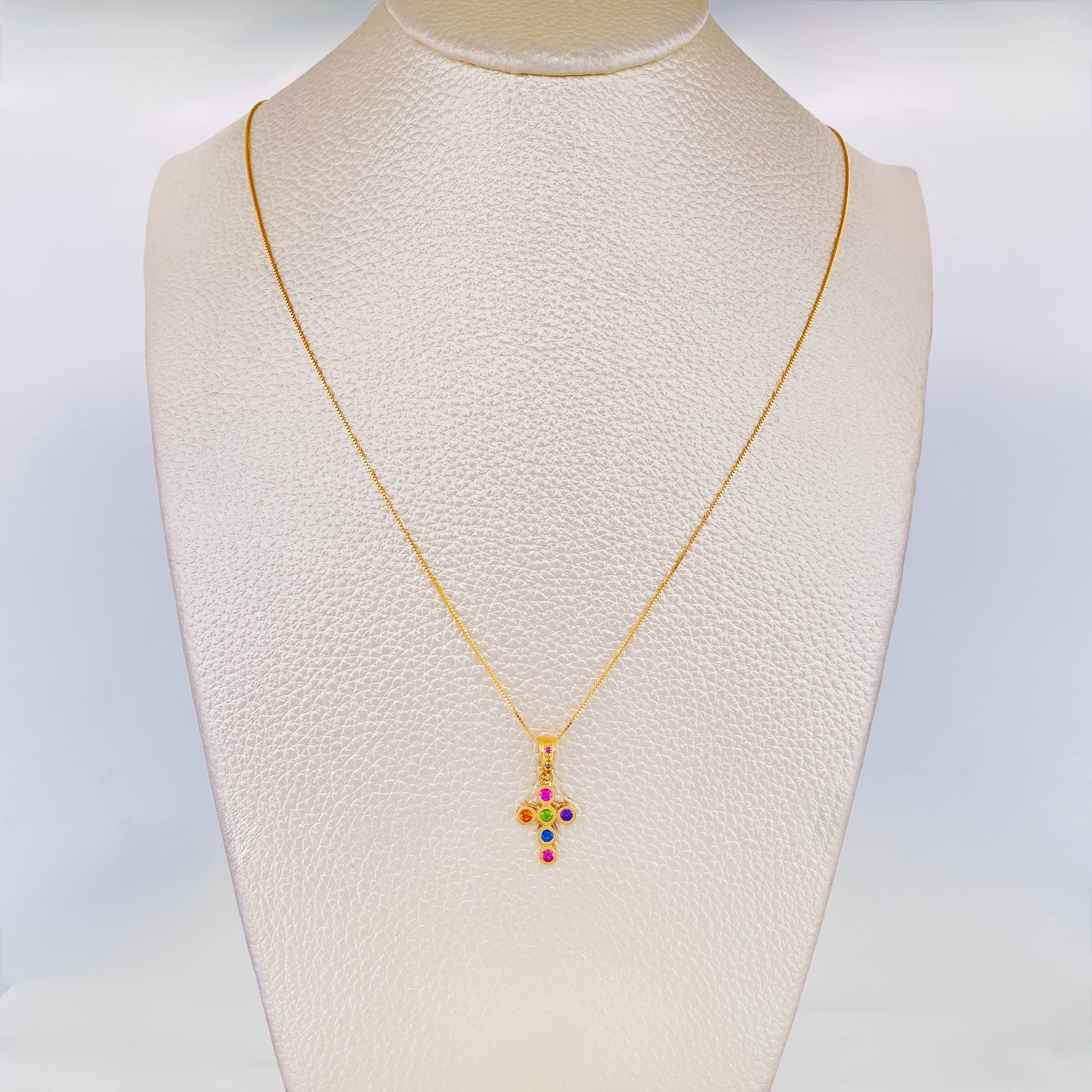 Set Cadena Veneciana + Dije Cruz / 2.05g / 50cm Oro Amarillo 18K