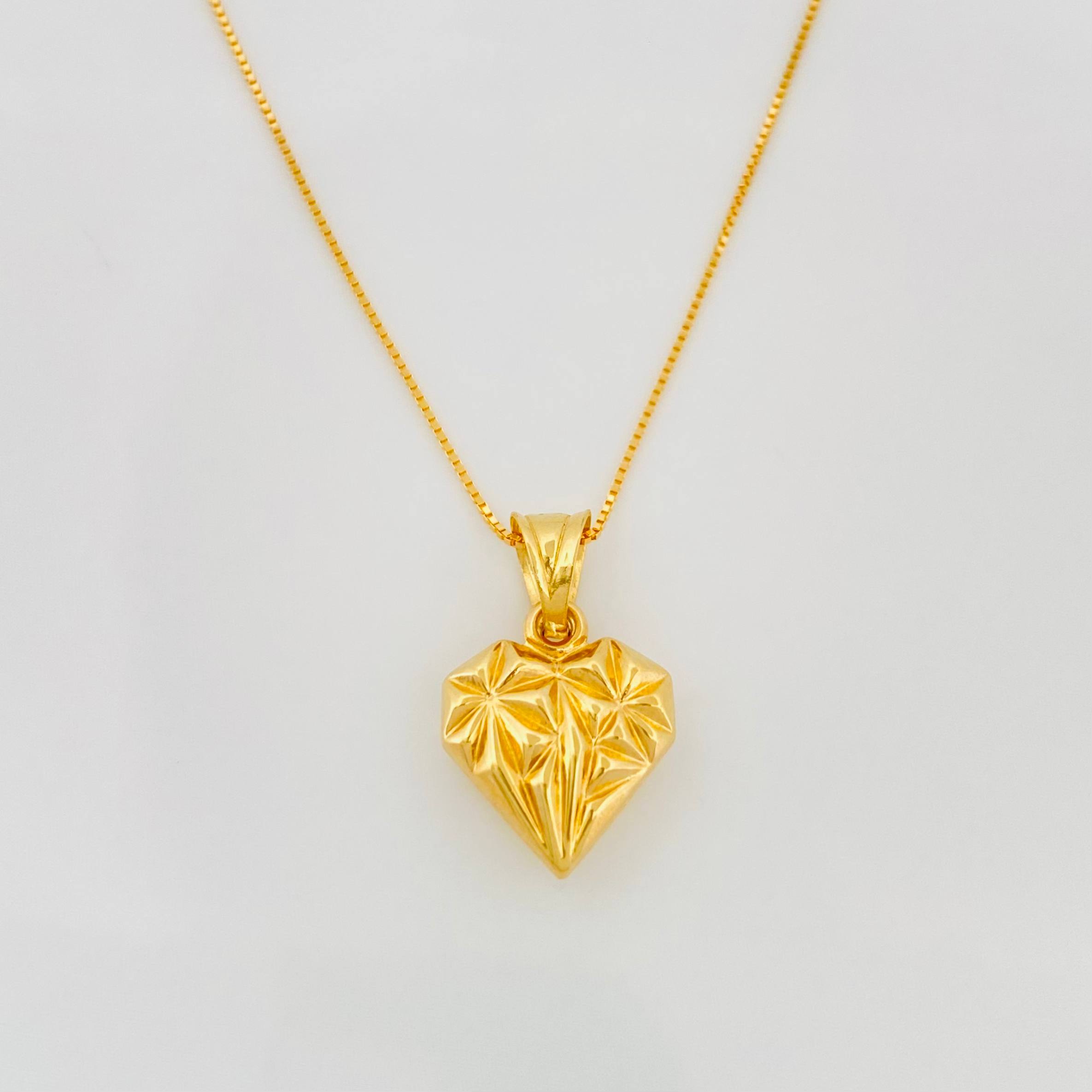 Set Cadena Veneciana + Dije Corazon / 1.85g / 50cm Oro Amarillo 18K
