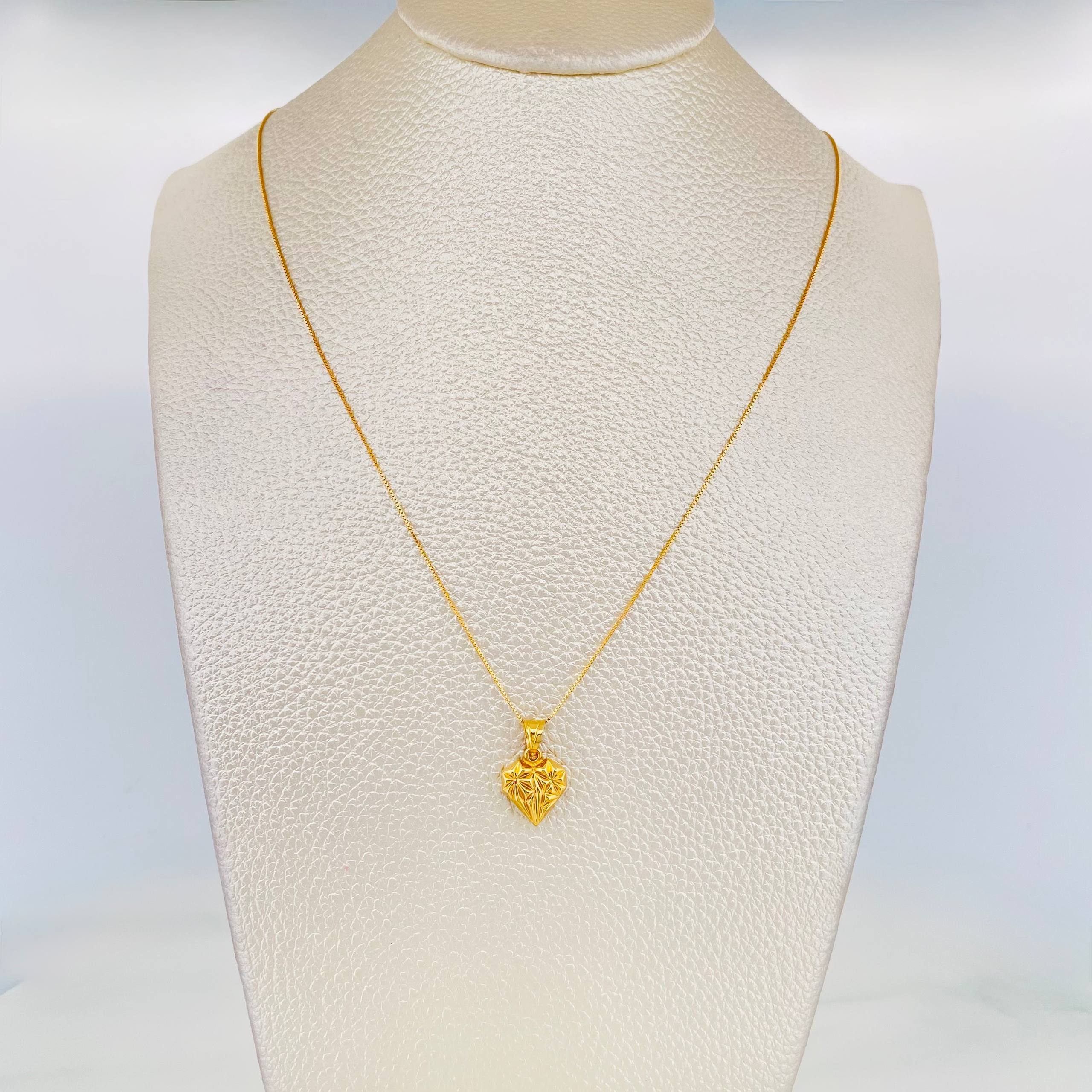 Set Cadena Veneciana + Dije Corazon / 1.85g / 50cm Oro Amarillo 18K