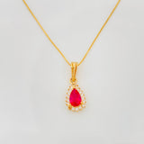 Set Cadena Veneciana + Dije Lagrima Halo / 2.2g / 50cm Oro Amarillo 18K