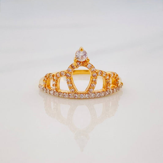 Anillo Corona 1.95g / T7 Dos Oros Amarillo Blanco 18K