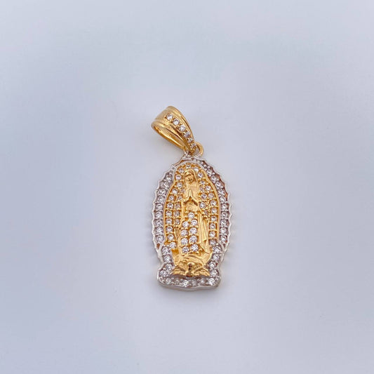 Dije Virgen De Guadalupe 3.15gr / 2.8cm / Dos Oros Amarillo Blanco 18K %