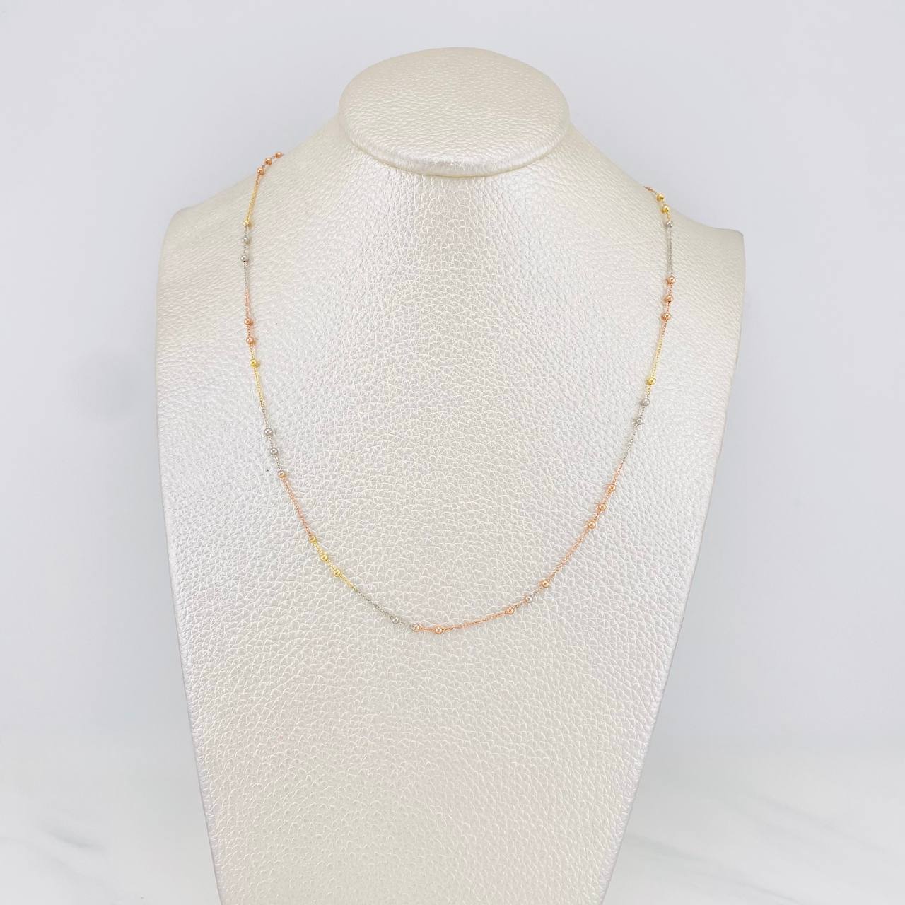Cadena Aro Seguido Bolas Lizas 1.9g / 50cm / 0.82mm Tres Oros 18K