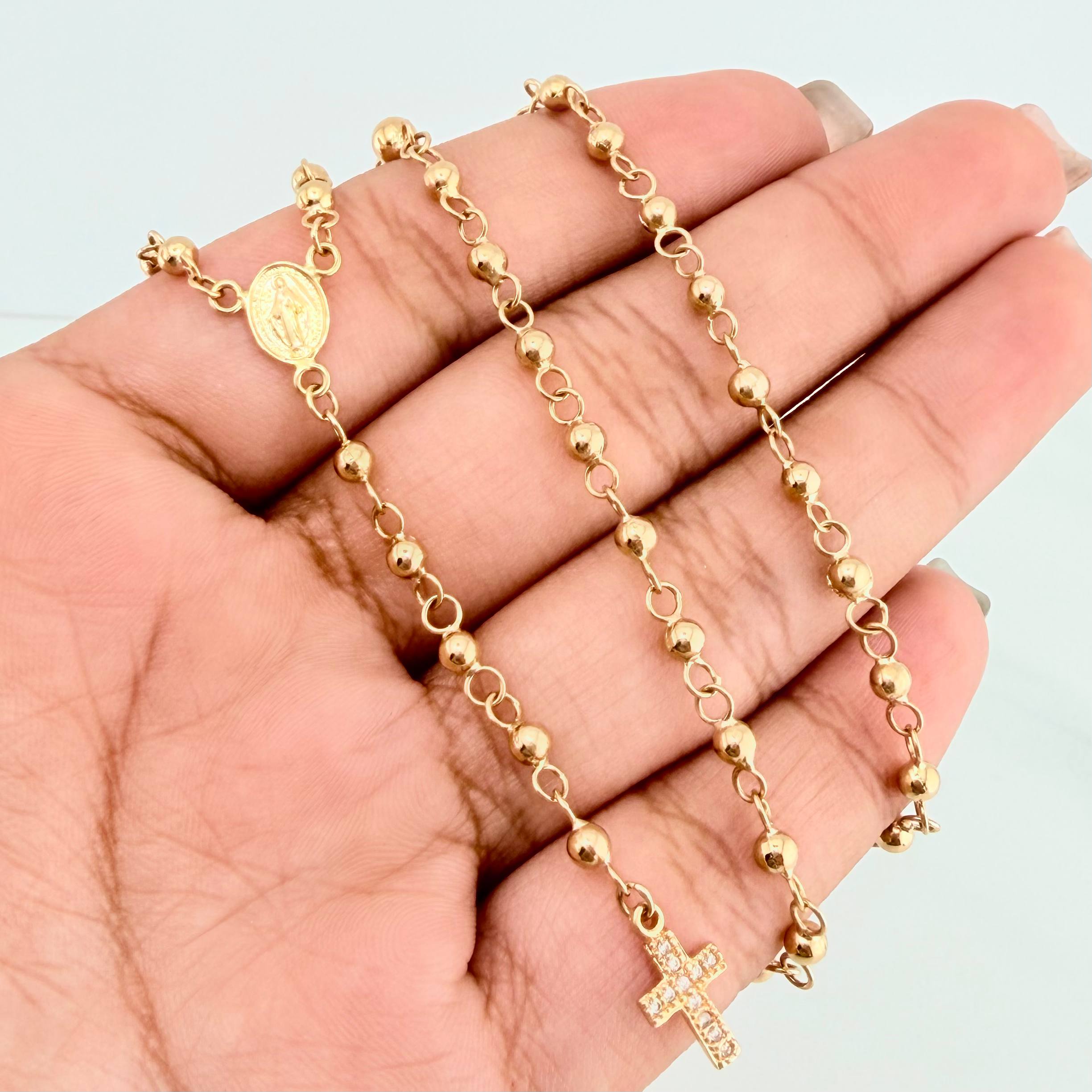 Rosario Virgen Milagrosa 6.45 g / 46.5 cm / 4mm-3 mm Oro Amarillo 18K