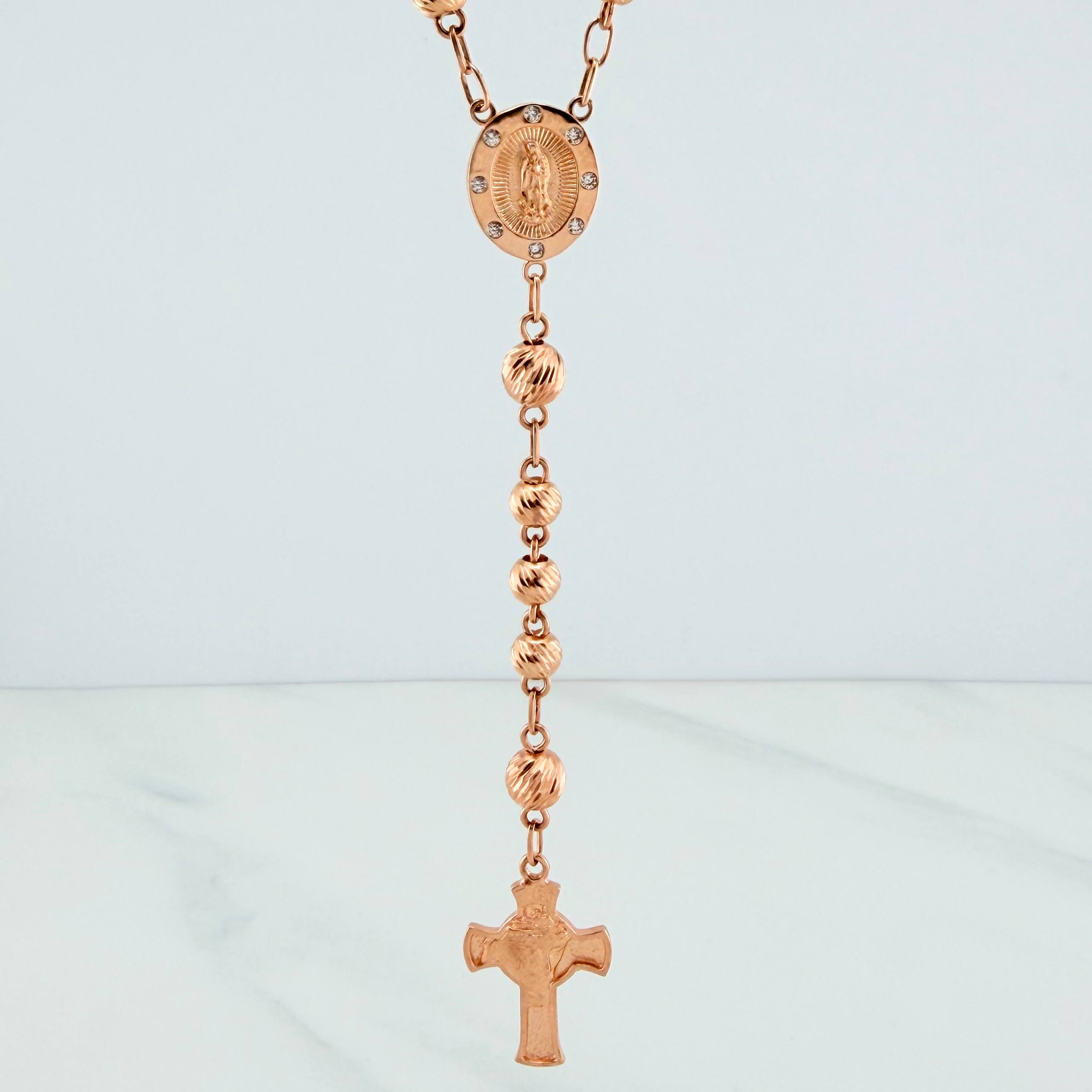 Rosario Virgen De Guadalupe 17.35 g / 40 cm / 6mm-5 mm Oro Rosa 18K