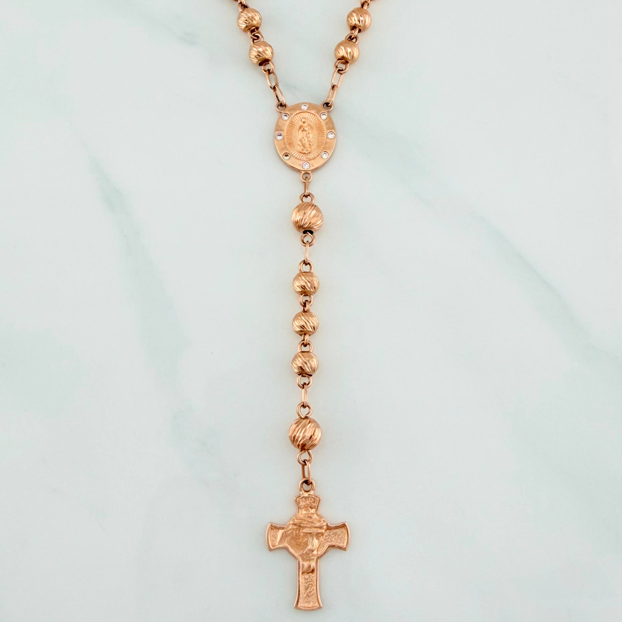 Rosario Virgen De Guadalupe 17.35 g / 40 cm / 6mm-5 mm Oro Rosa 18K