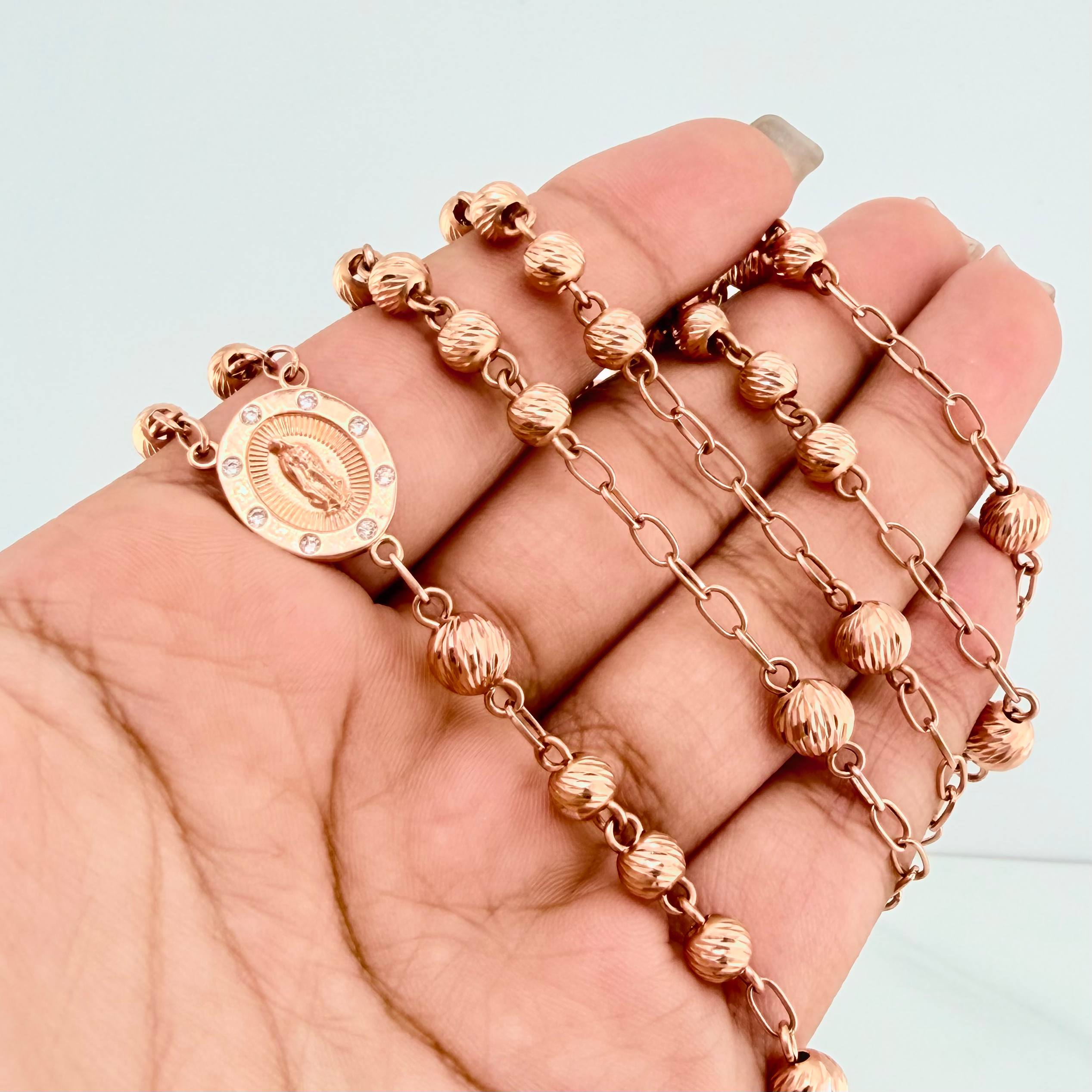 Rosario Virgen De Guadalupe 17.35 g / 40 cm / 6mm-5 mm Oro Rosa 18K