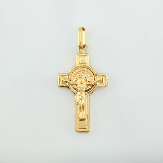 Dije Cruz Cristo San Benito 2 g / 3.8 cm Oro Amarillo 18K