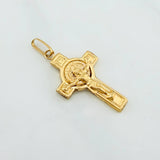 Dije Cruz Cristo San Benito 2 g / 3.8 cm Oro Amarillo 18K