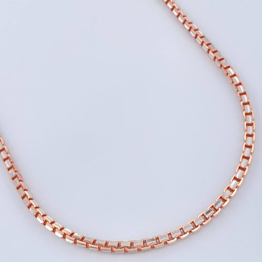 Cadena Veneciana 28.7gr / 60.5cm / 2.7mm Dos Oros Blanco Rosa +3 18K $