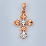 Dije Cruz Trebol 2.4gr / 3cm / Dos Oros Blanco Rosa Nac.Esp. 18K %