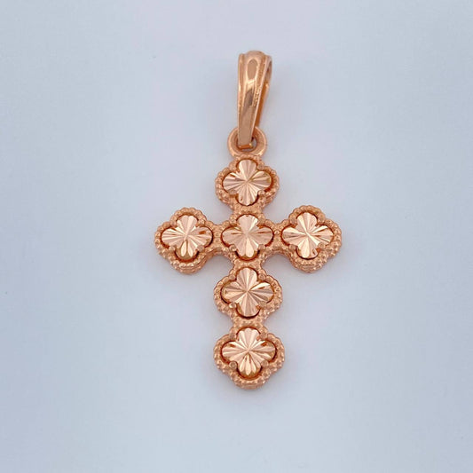 Dije Cruz Trebol 2.35gr / 3cm / Oro Rosa Nac.Esp. 18K %