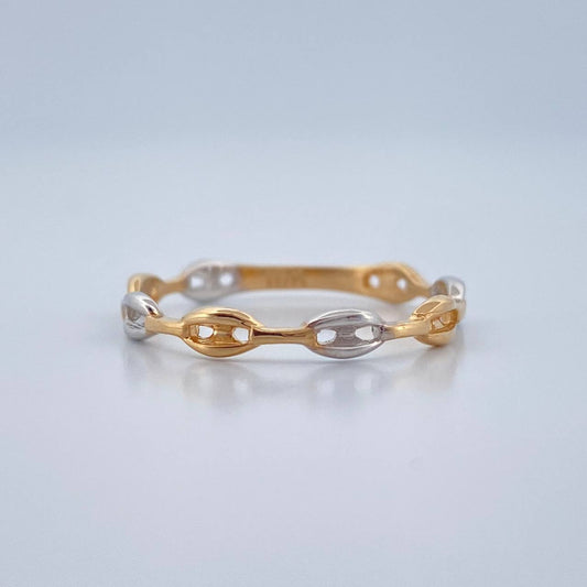 Anillo Gc 1gr / T6 3/4 / Dos Oros Amarillo Blanco 18K %
