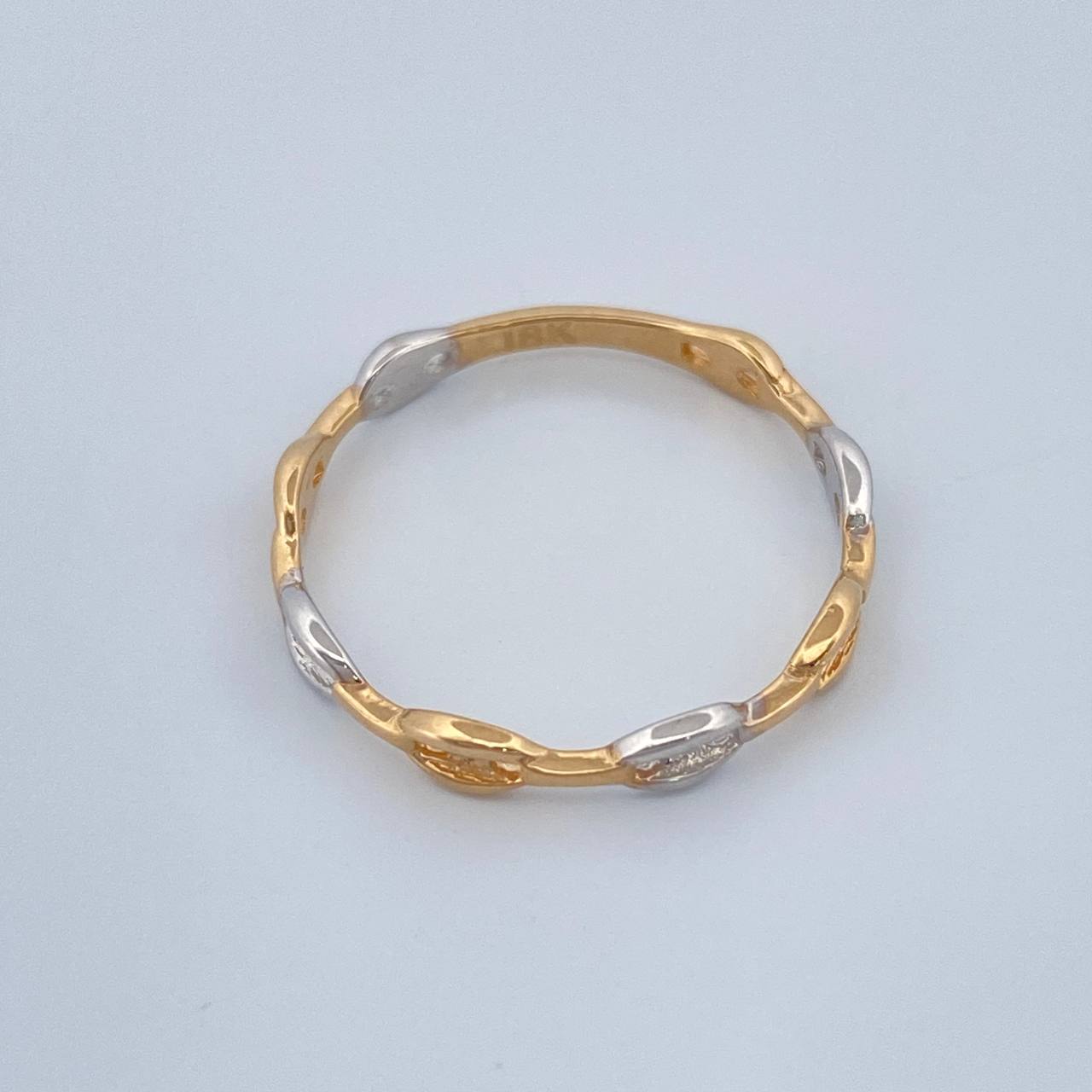 Anillo Gc 1gr / T6 3/4 / Dos Oros Amarillo Blanco 18K %