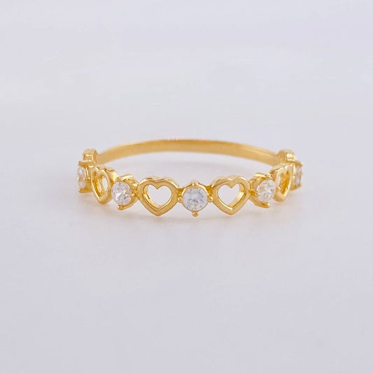 Anillo Corazones Intercalados 1.4g / T7 1/2 Oro Amarillo 18K