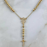 Rosario Virgen María Silueta 10.6gr / 45cm / 4mm Diamantadas Circones Blancos Oro Amarillo
