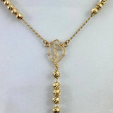 Rosario Virgen María Silueta 10.6gr / 45cm / 4mm Diamantadas Circones Blancos Oro Amarillo