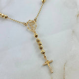 Rosario Virgen María Silueta 10.6gr / 45cm / 4mm Diamantadas Circones Blancos Oro Amarillo