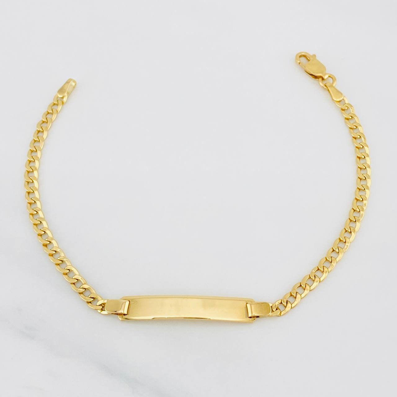 Pulso Cubano Placa Rectangunlar 3.45g / 18cm / 3.1mm Oro Amarillo 18K