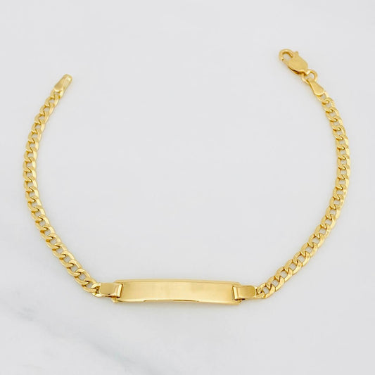 Pulso Cubano Placa Rectangunlar 3.45g / 18cm / 3.1mm Oro Amarillo 18K