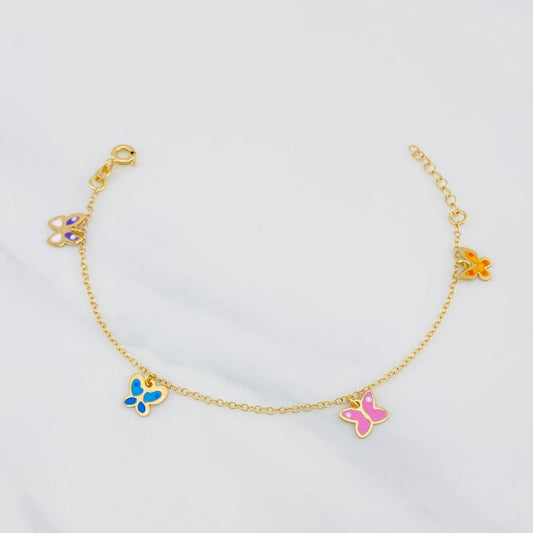 Pulso Bebé Rolo Mariposas 1.45g / 15.05cm / 1.32mm Oro Amarillo 18K