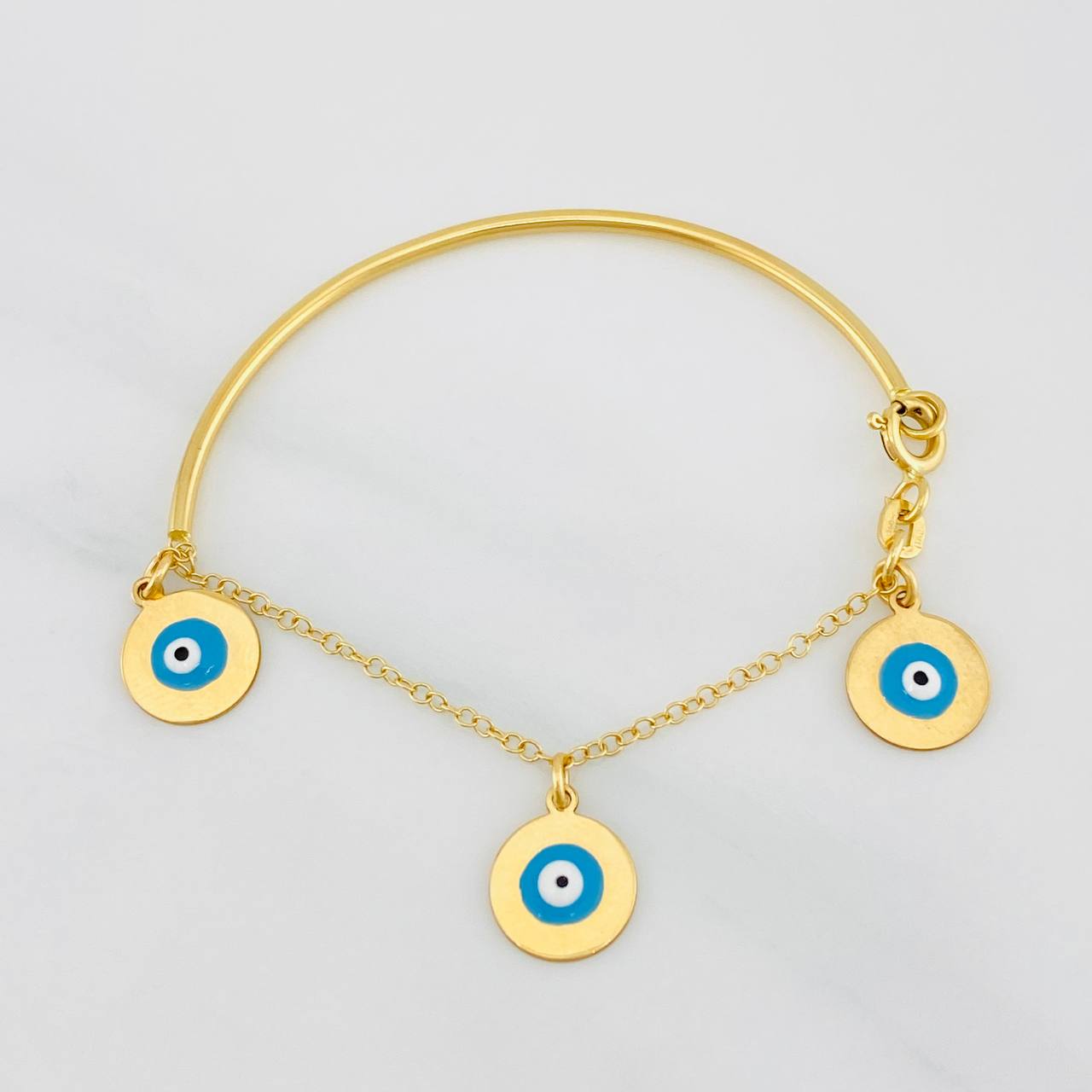 Pulso Bebé Aro Seguido Ojos Turcos 2.5g / 11cm / 1.5mm Oro Amarillo 18K