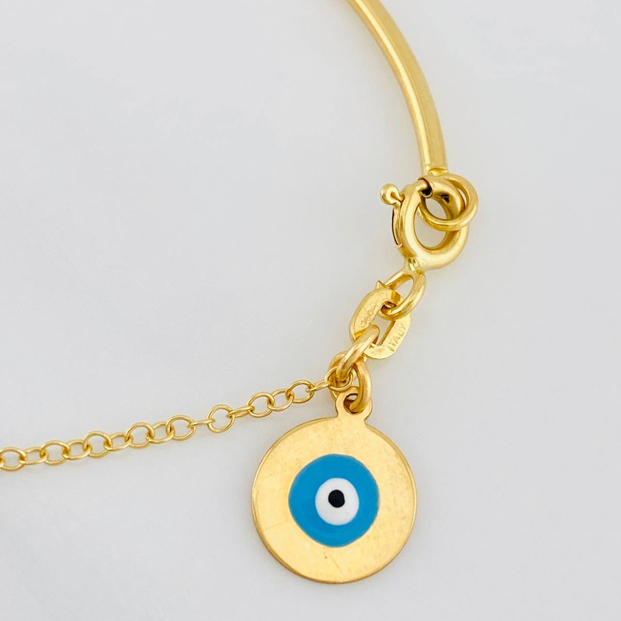 Pulso Bebé Aro Seguido Ojos Turcos 2.5g / 11cm / 1.5mm Oro Amarillo 18K