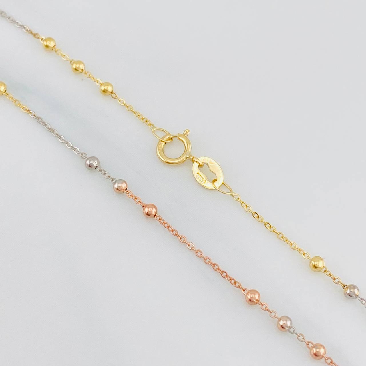Cadena Aro Seguido Bolas Lizas 1.9g / 50cm / 0.82mm Tres Oros 18K