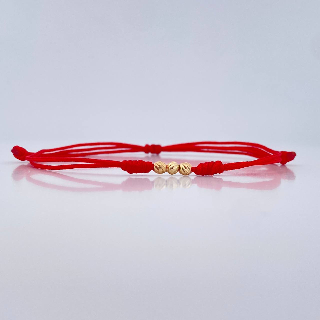 Pulsera Tejida Roja 0.15gr / 3mm Oro Amarillo 18K %