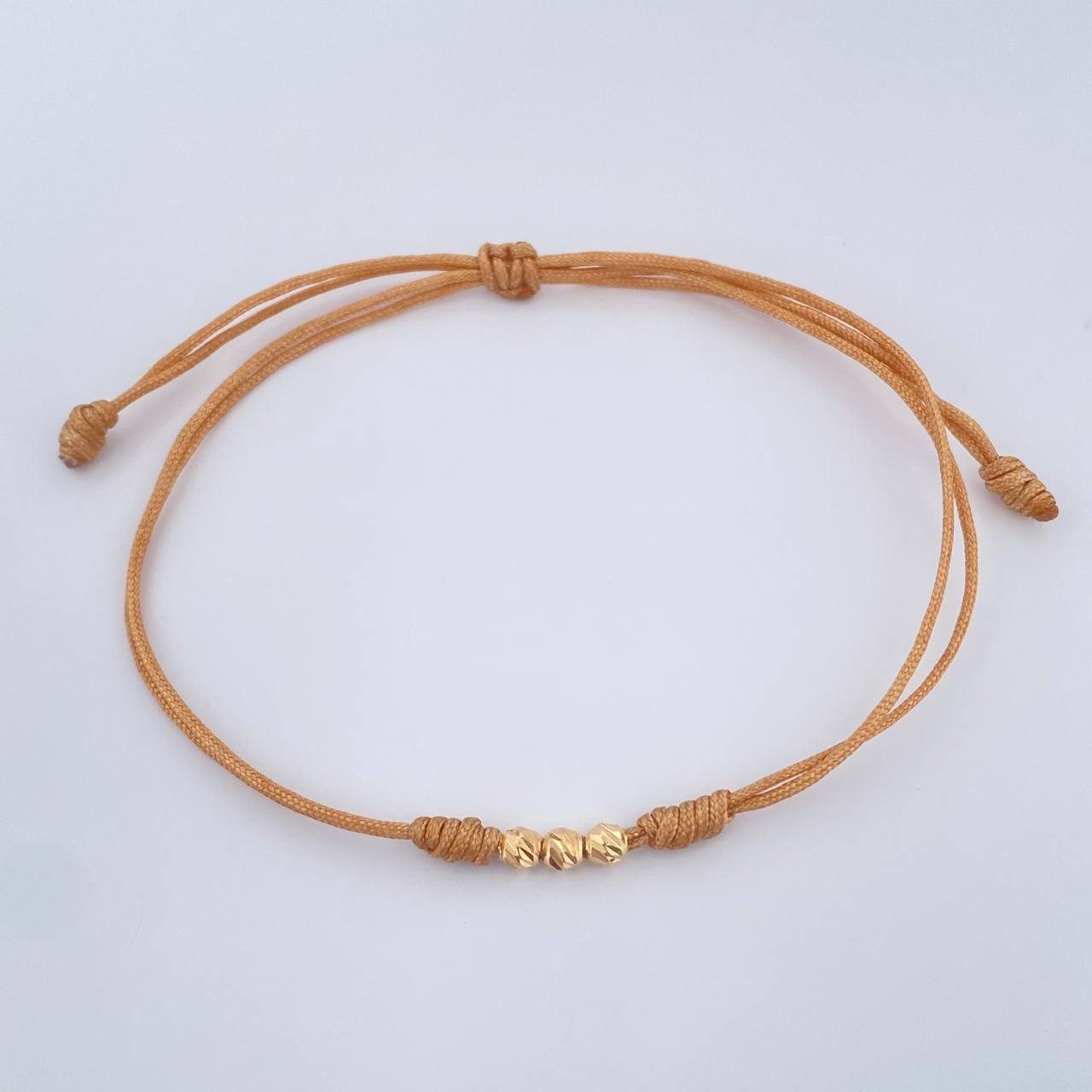 Pulsera Tejida Beige 0.15gr / 3mm Oro Amarillo 18K %