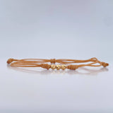 Pulsera Tejida Beige 0.15gr / 3mm Oro Amarillo 18K %